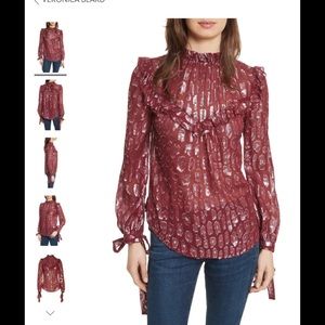 Veronica Beard Metallic Silk Blouse
